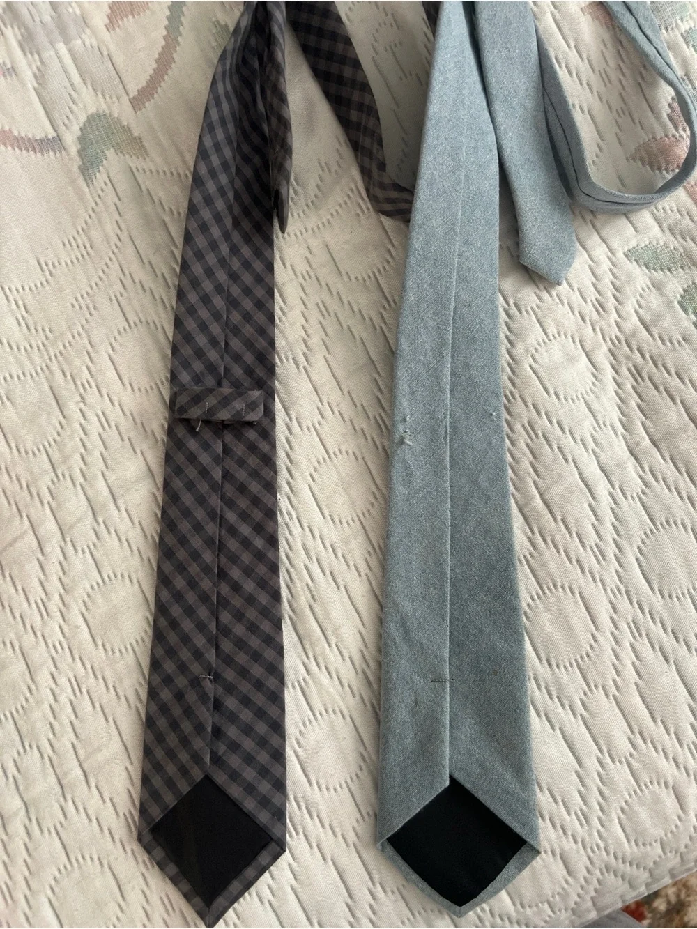 Boys Gray Plaid & Light Blue Solid Neckties